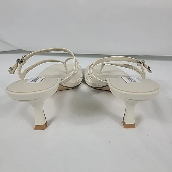 NEW Steve Madden Samann Sandals Women Bone Square Toe Spool Heel Sz 9.5 Heel 2.5 - Picture 4 of 6